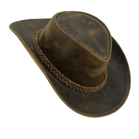 Real Leather Hats Western Style for Men and Women shapeable Brim vintage look. - Picture 5 of 15